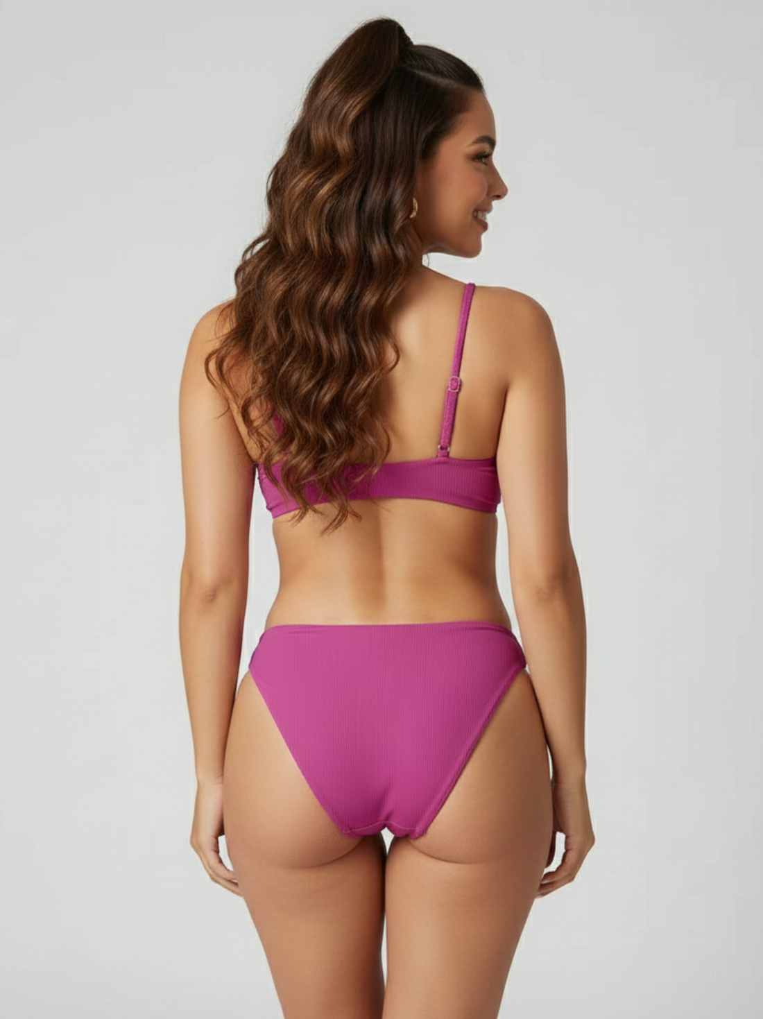 V Neck Textured Bikini