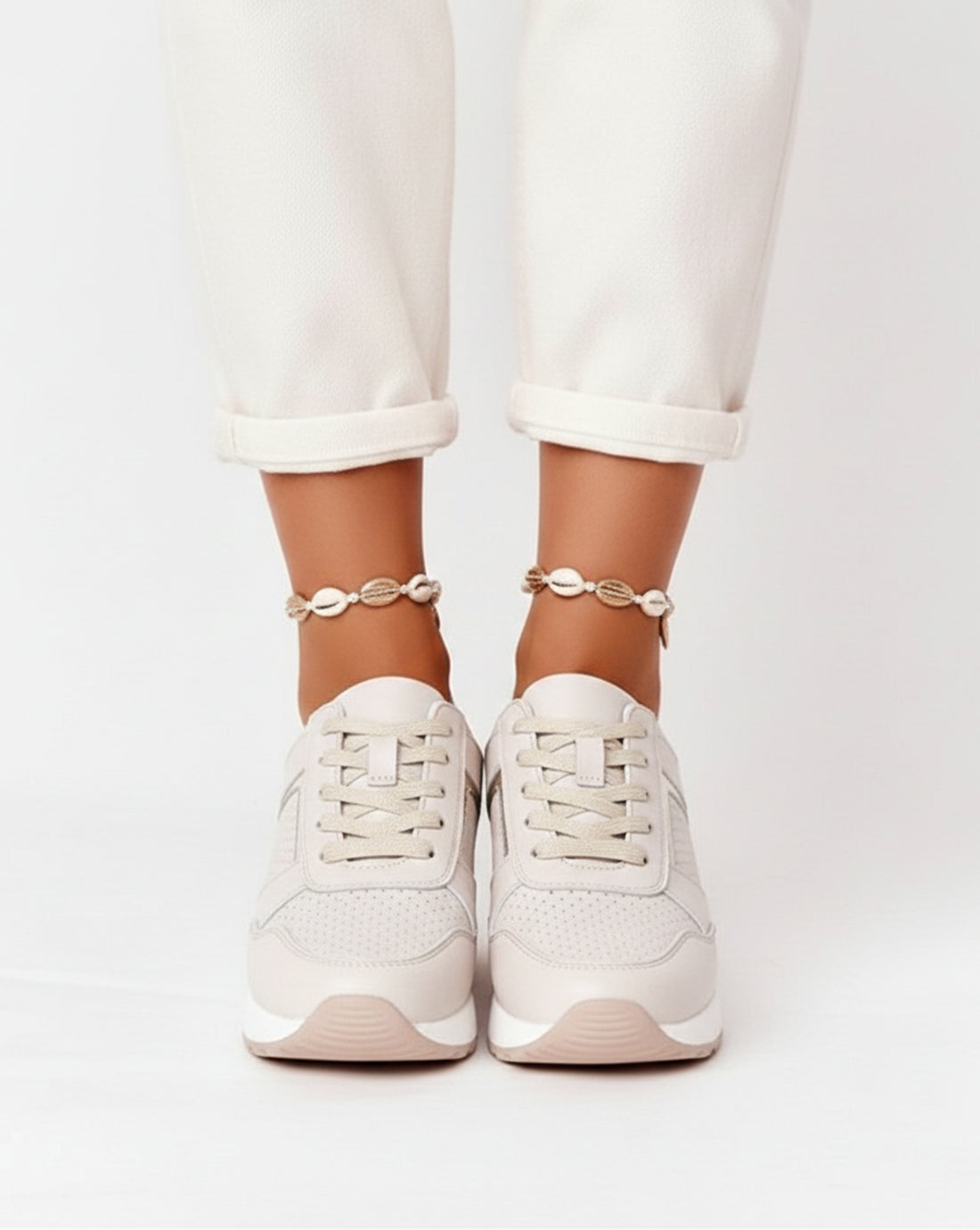 Metallic Detail Wedge Sneakers