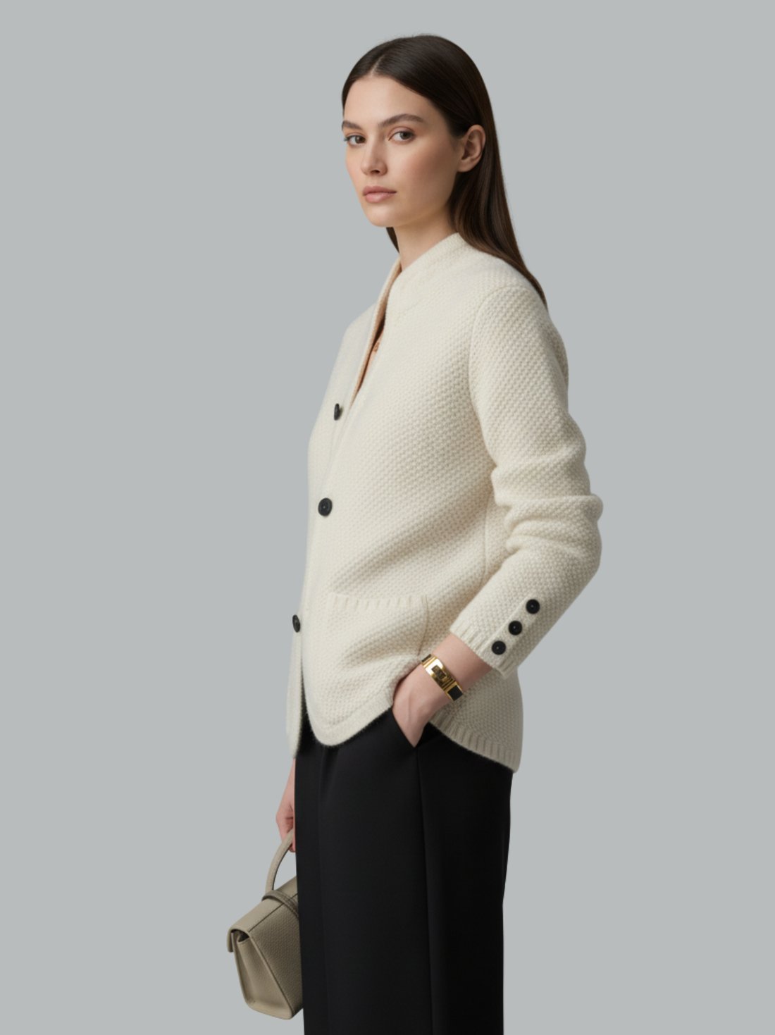 Chunky Knit Wool Blend Cardigan