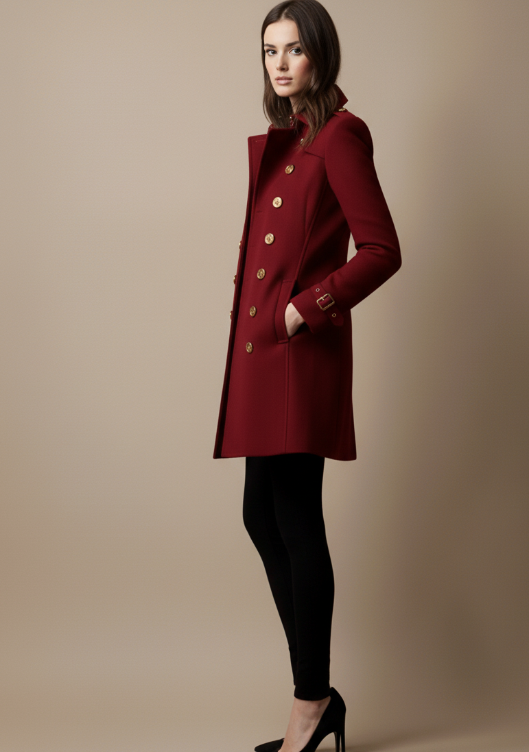 Classic Double-Breasted Tailored Coat